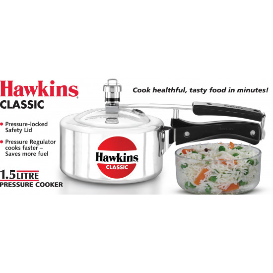 Hawkins Classic 1.5 L Pressure Cooker (Aluminium) CL15