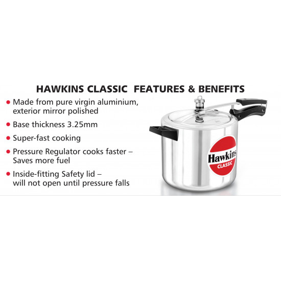 Hawkins Classic 6.5 L Pressure Cooker (Aluminium) CL65