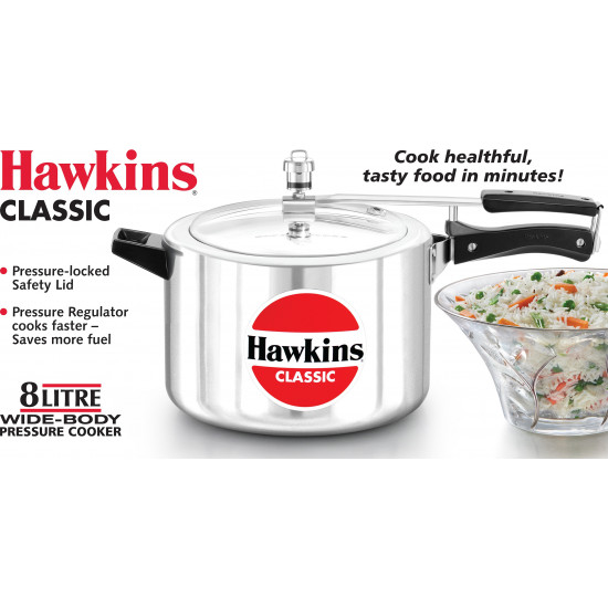 Hawkins Classic 8 L Pressure Cooker (Aluminium) CL8W
